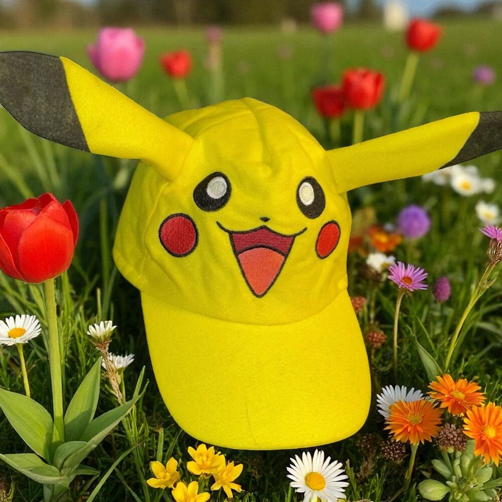 Pokemon Pikachu Hat 3D Ears Baseball Cap Yellow Youth Kids Costume Cosplay Cap